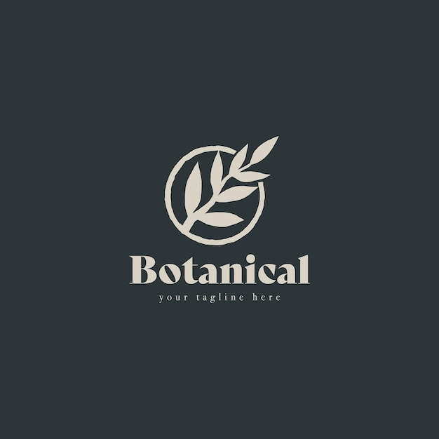 Plant branch hipster minimal logo vector with leaf simple line outline icon Branch Leaf Monoline Lineart Logo template vector illustration