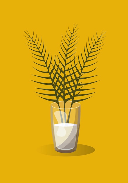 Vector plant branches in a vase flowers in a vase flat design vector illustration