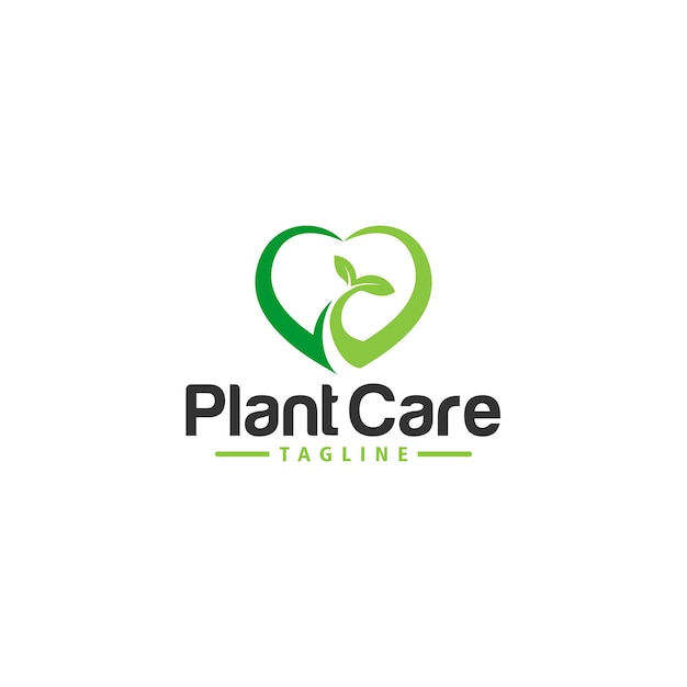 Plant care logo icon vector isolated with love and tree illustration