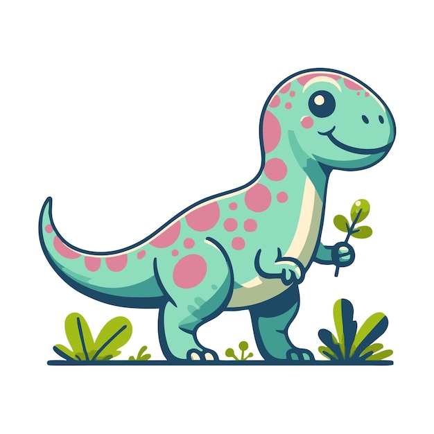 plant eating dinosaur flat vector design