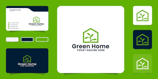 Plant and house logo with business card inspiration