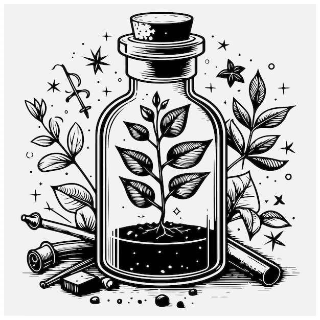 Vector plant inside bottle stock illustration