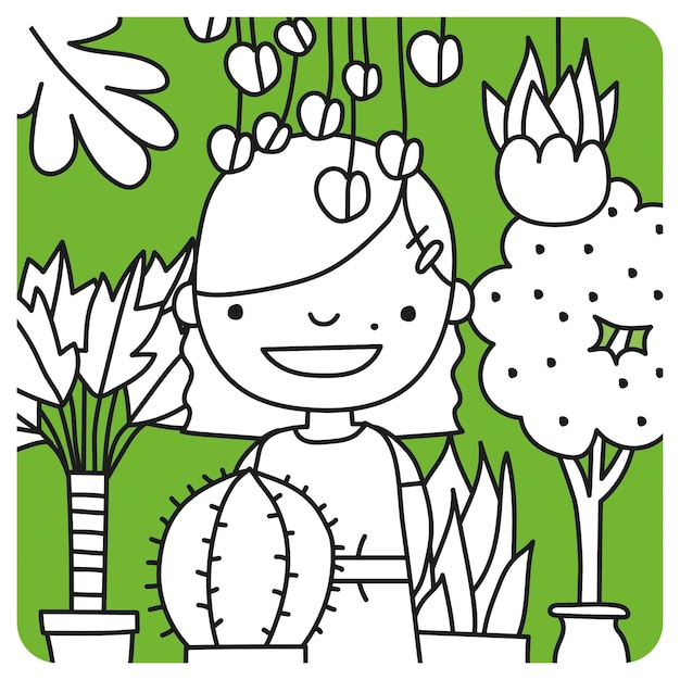 Plant lady vector illustration