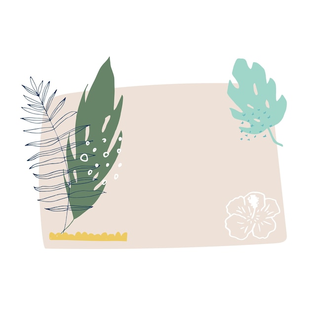 plant, leaves, hand drawn in trendy doodle style.