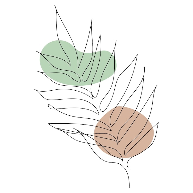 Plant leaves line art. Contour drawing. Minimalism art.