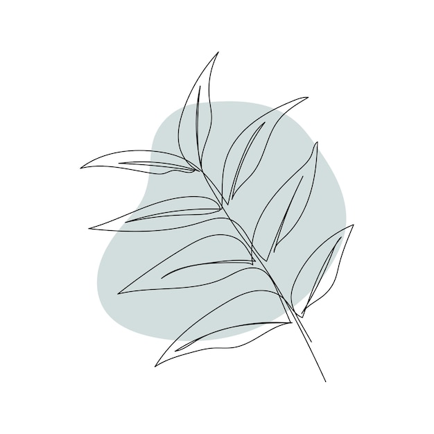 Plant leaves line art. Contour drawing. Minimalism art.