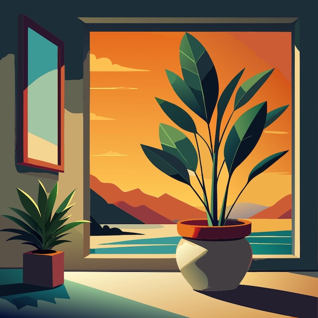 plant painting vector illustration flat 2