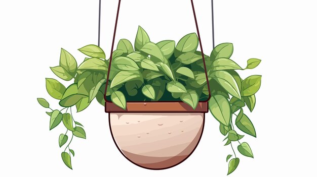 Vector a plant pot with a plant hanging from it