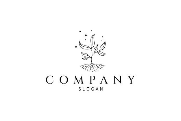 Plant root logo with line art design style