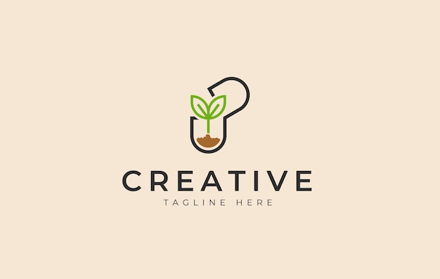 Plant seed capsule natural medicine logo design icon template