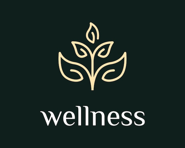 Vector plant wellness nature leaf tropical blossom balance elegant luxury classy line vector logo design