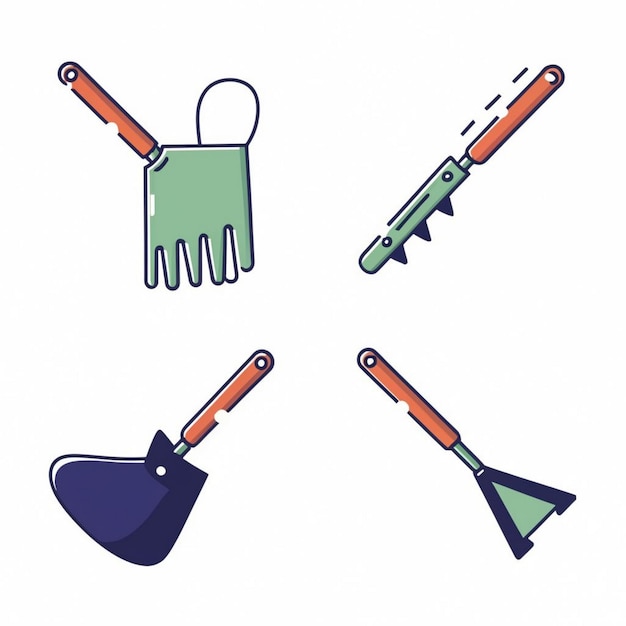 Vector planting hoe set vector illustration