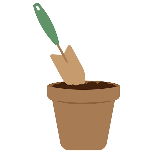 Planting scoop in the ground icon Flower pot Flat vector illustration