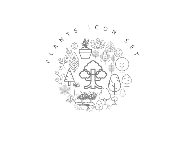 Plants icon set design