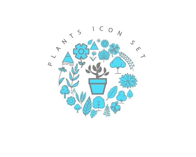 Plants icon set design