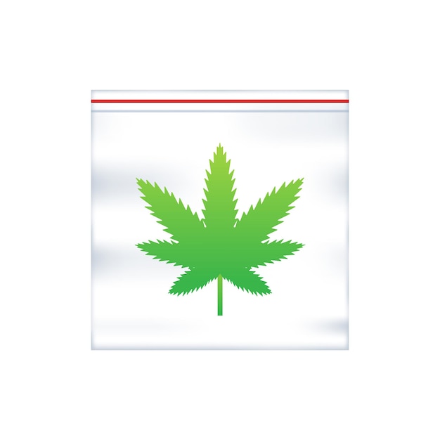 Plastic bag with weed cannabis marijuana Vector stock illustration