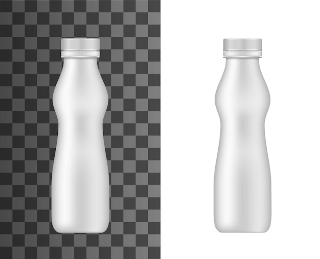 Vector plastic bottle vector mockup realistic curvy flask