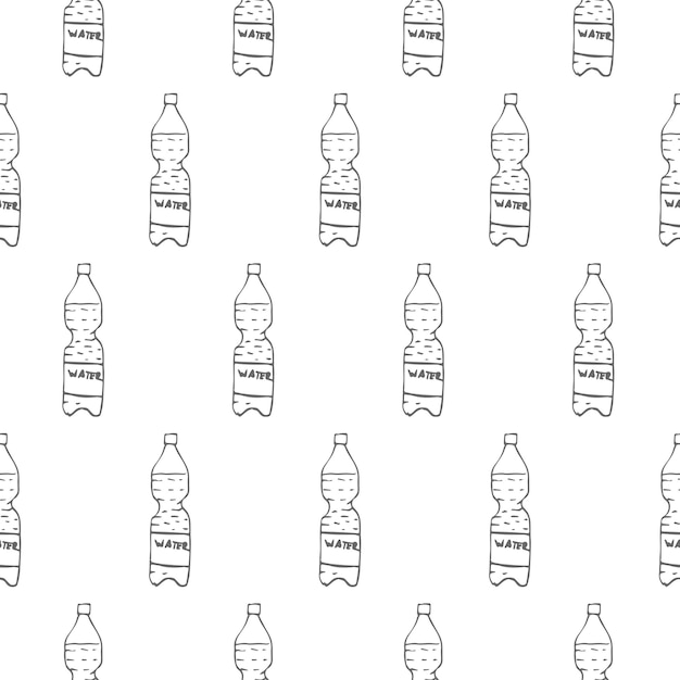 plastic bottle of water seamless pattern isolated on white background