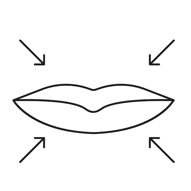 Plastic cosmetic surgery on face and lips with dotted lines flat vector icon for medical apps and websites