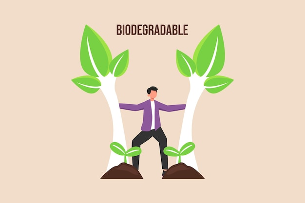 Plastic free Biodegradable icon Packaging mark concept Flat vector illustration isolated