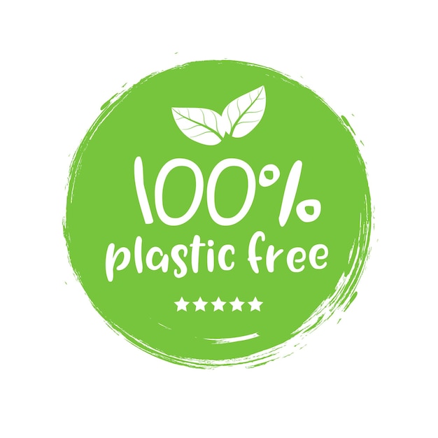 Plastic free green icon badge Bpa plastic free chemical mark zero or 100 percent clean