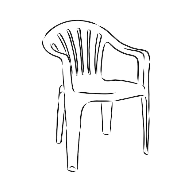 Plastic garden chair realistic vector sketch illustration