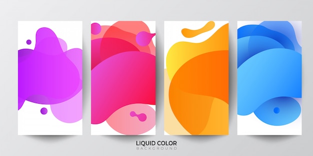 Plastic liquid gradient waves sale banner template  set