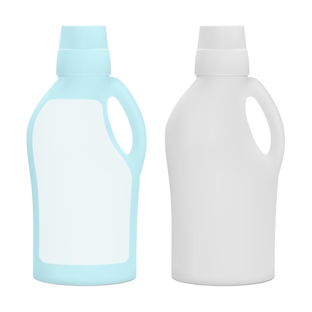 Plastic matte packaging for household cleaning products.