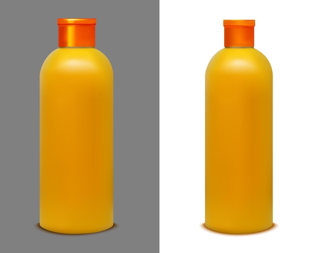 Plastic orange bottle for juice shampoo and water