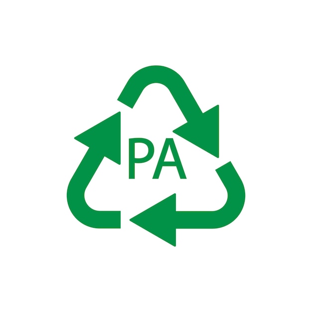 Plastic recycling symbol PA polyamide vector illustration