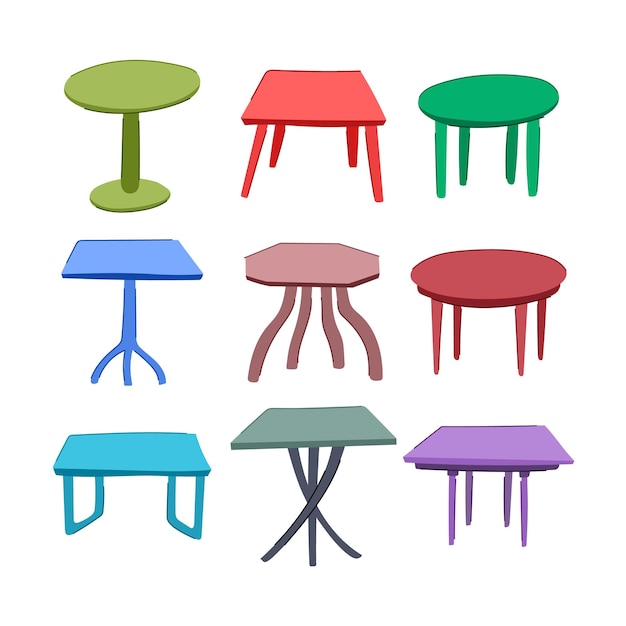 Vector plastic table set cartoon vector illustration