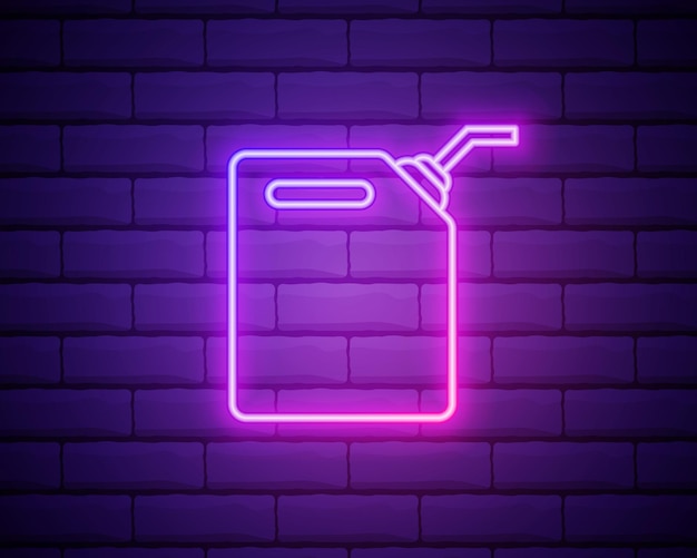 Plastic technical container neon icon Vector illustration for design Repair tool glowing sign Construction tools concept isolated on brick wall