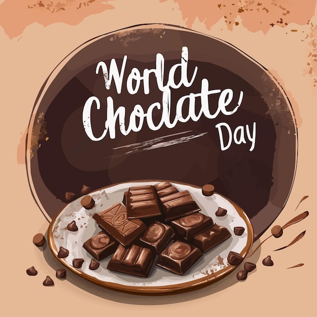 Vector a plate of chocolates with the words world chocolate day written on it