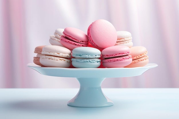 Vector a plate of colorful pink and white macarons with pink and white colors