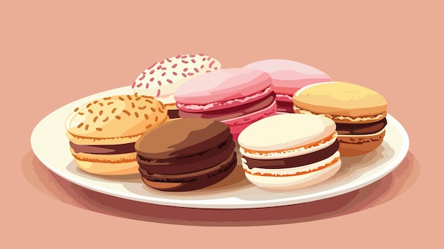 Vector a plate of different flavors of cookies and a plate of cookies