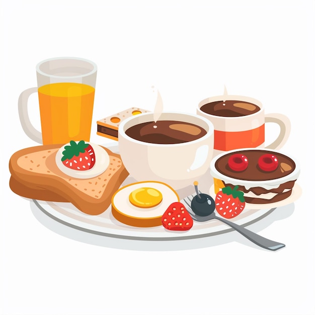 Vector a plate of food with a cup of coffee and a plate of food with a cup of coffee