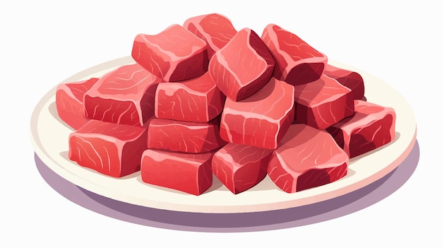 a plate of meats with a white plate with a drawing of a red meat on it