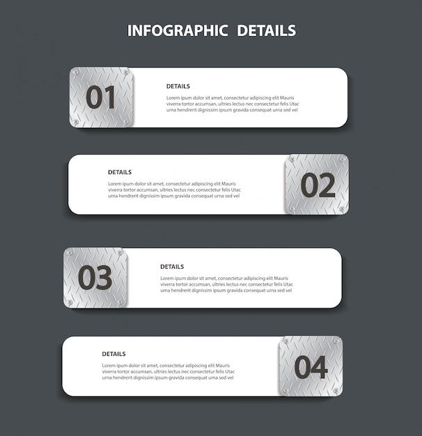 plate metal info graphic template with 4 options