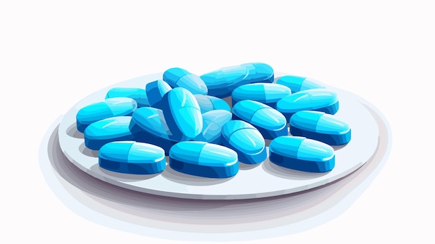 Vector a plate of pills that say blue pills