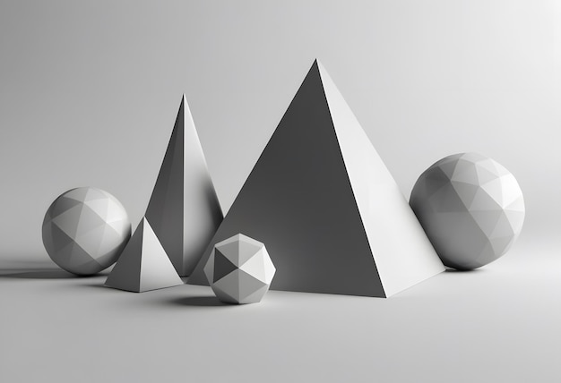 Platonic solids figures geometry Abstract white color geometrical figures still life composition