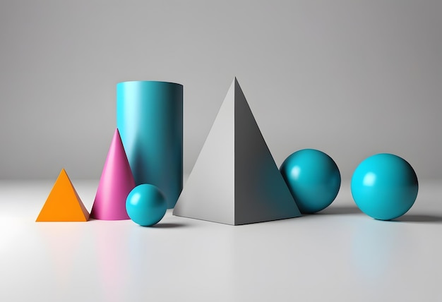 Platonic solids figures geometry Abstract white color geometrical figures still life composition