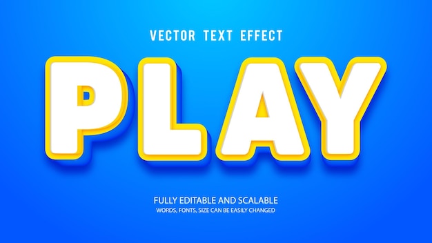 Play 3d Editable Text Effect Vector Template With Cute Background