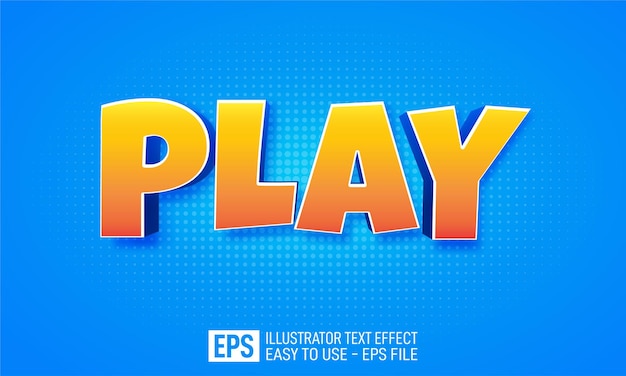 Vector play 3d text editable style effect template