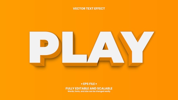 Play 3D Text Effect. Yellow text effect template with 3d style