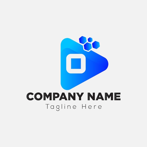 Play Button Logo On Letter O Template. Play icon On O Letter, Initial Play Sign Concept