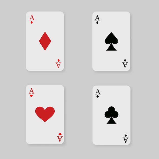 Vector play cards set of four playing card suit four aces of playing cards vector