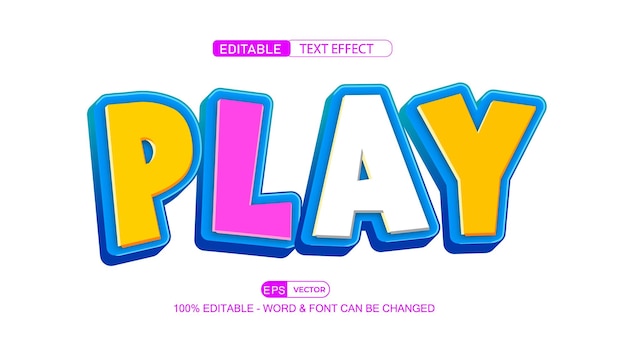 Play Editable Text Effect Vector With Cute Background