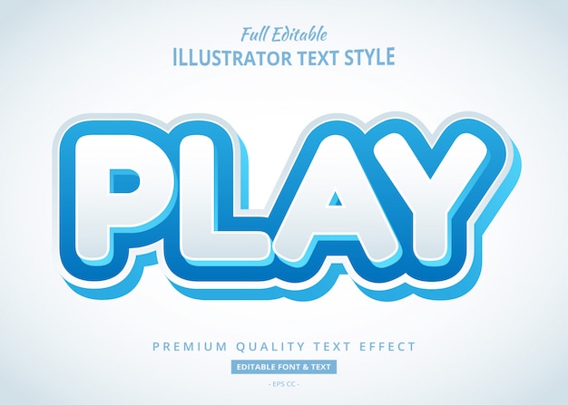 Play Embossed Gradient Blue Text Style Effect