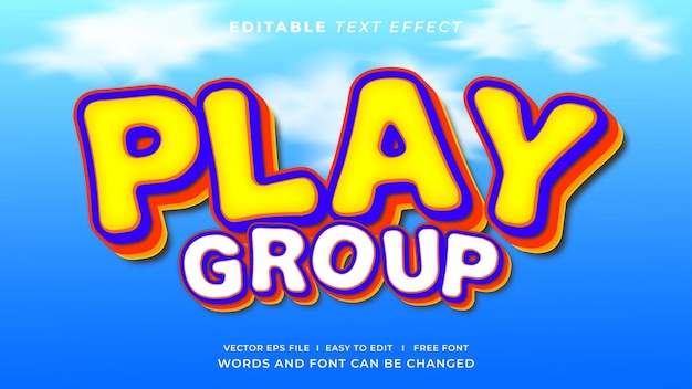 Play group 3d editable text effect kids style