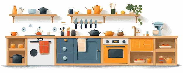 Vector play kitchen on a white background vector flat minimalistic isolated illustration